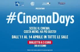 Cinemadays per tre giorni film a soli tre euro