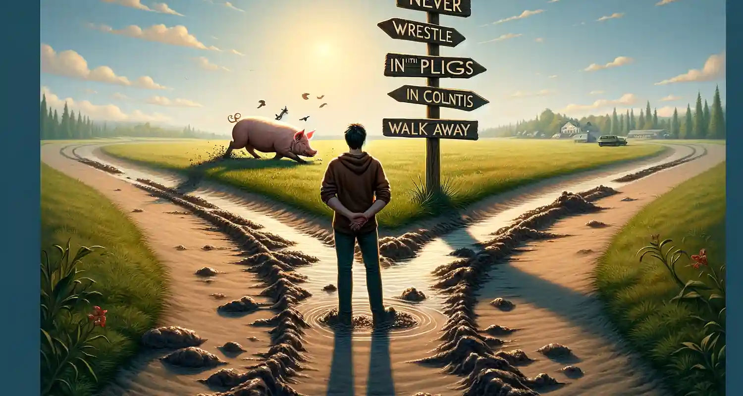 Mai fare la lotta con i maiali significato ed interpretazione