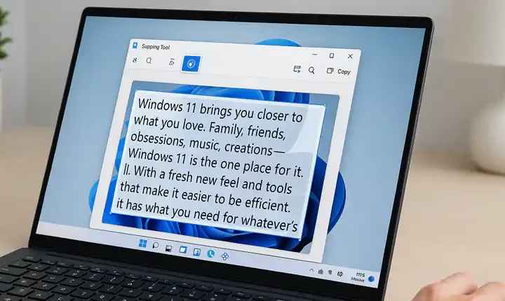 Windows 11 copia il testo dallo schermo con il nuovo OCR dello Strumento di cattura