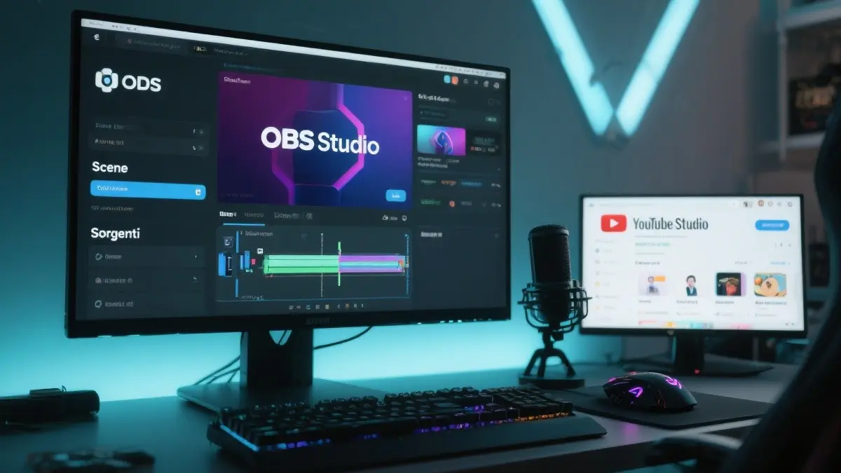 Schermata di OBS Studio aperta su un monitor