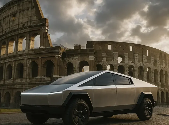 Un Tesla Cybertruck dal design futuristico