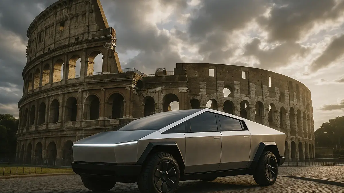 Un Tesla Cybertruck dal design futuristico
