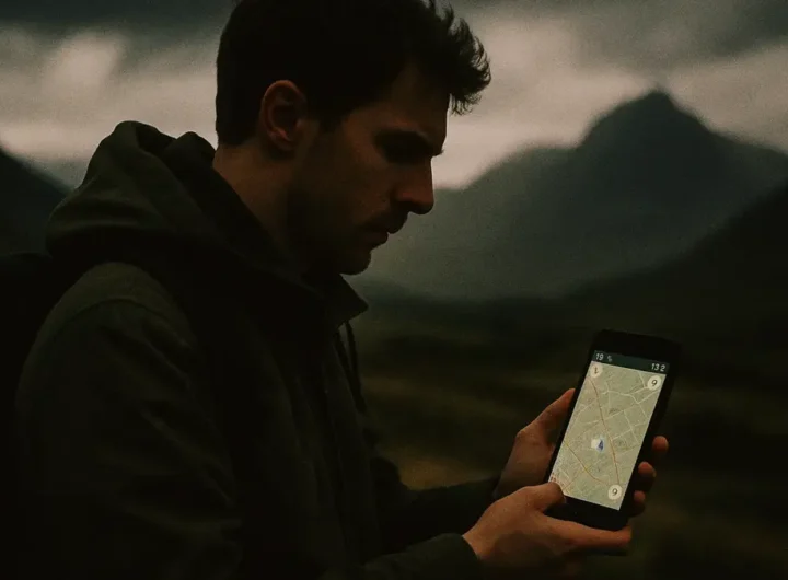 Un turista che guarda il proprio smartphone