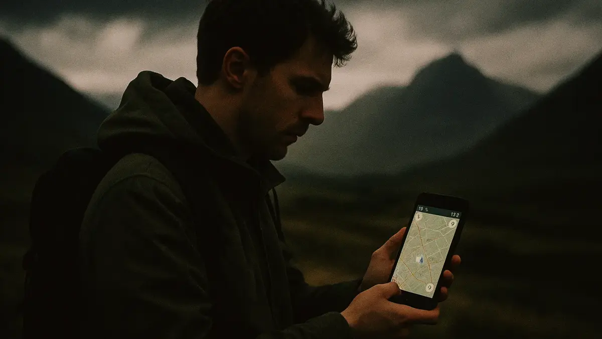 Un turista che guarda il proprio smartphone
