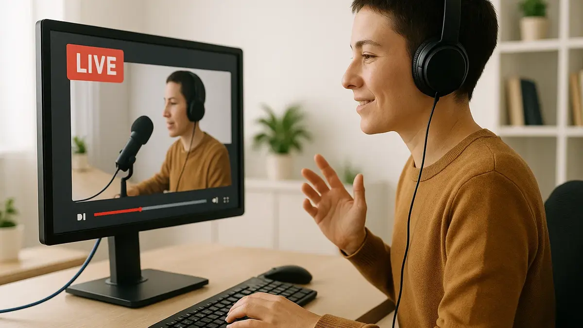 Un utente concentrato durante una diretta live