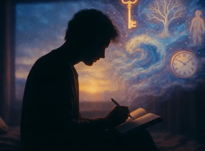 immagine suggestiva e onirica che rappresenta atto di interpretare i sogni