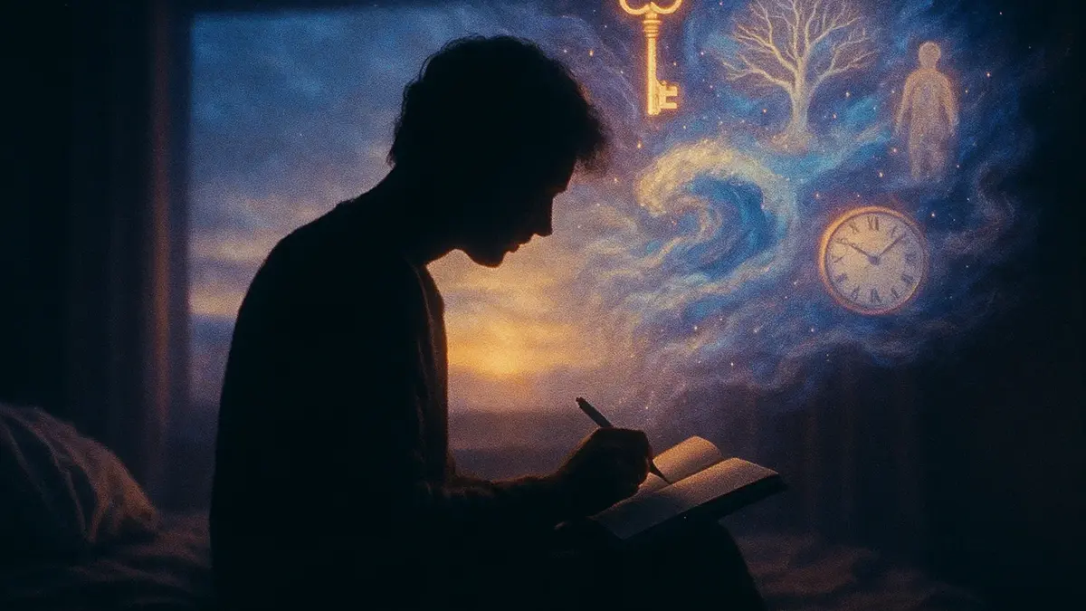 immagine suggestiva e onirica che rappresenta atto di interpretare i sogni
