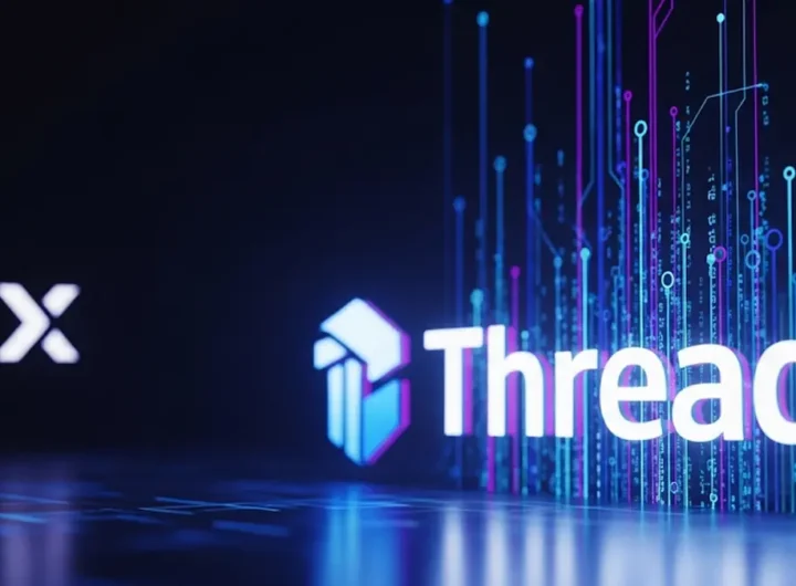 Grafico che mostra la curva di crescita degli utenti di Threads in salita e quella di X in discesa