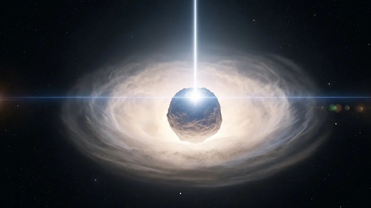 Rappresentazione artistica oggetto interstellare 3IAtlas mentre viaggia nello spazio