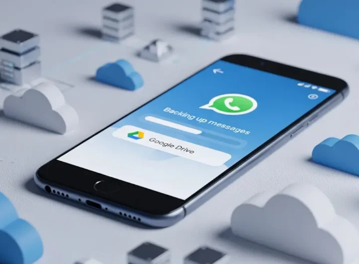 Schermata di uno smartphone che mostra le impostazioni di backup di WhatsApp su Google Drive