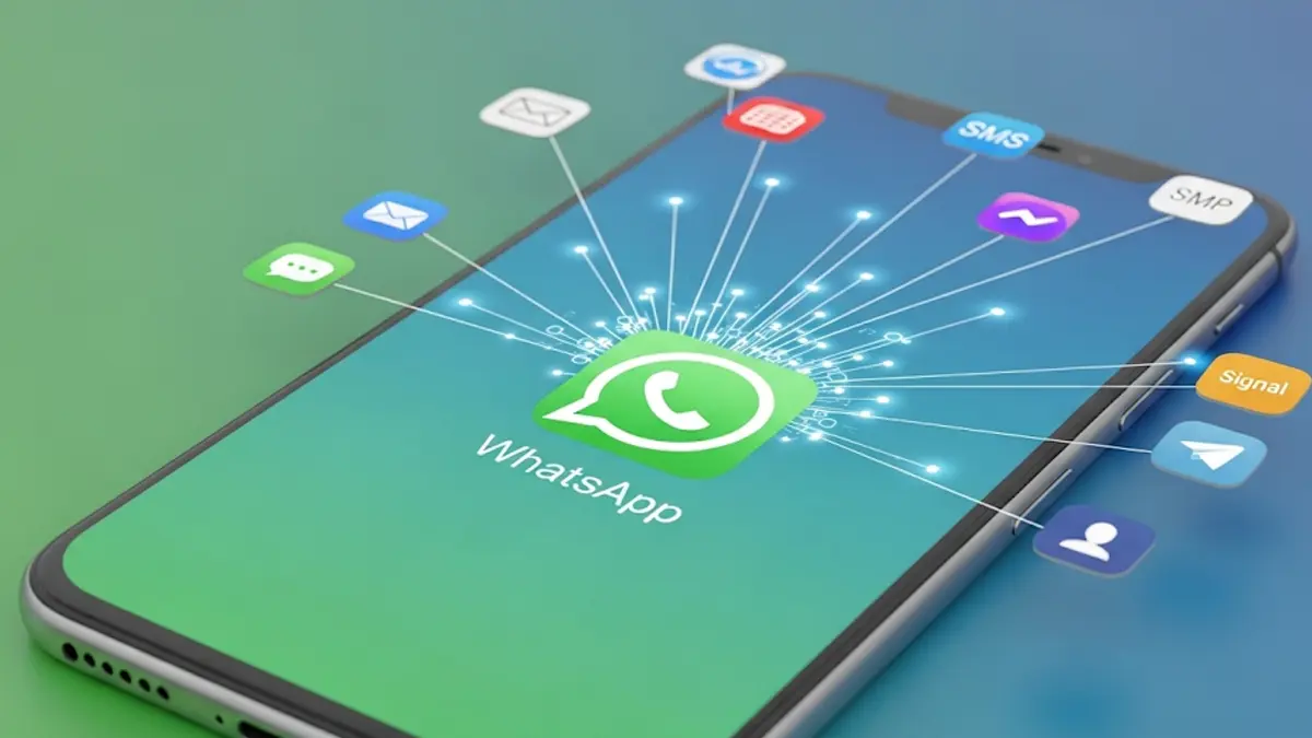 Una mano che tocca uno schermo di smartphone su cui è visualizzata icona di WhatsApp