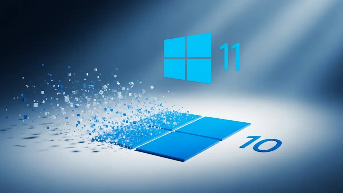 il logo di Windows 10 si sta lentamente dissolvendo in pixel