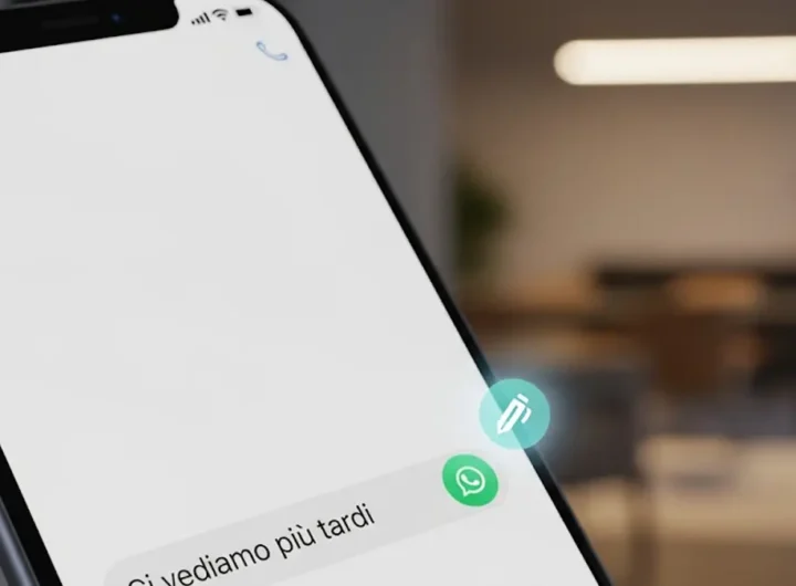 uno smartphone moderno mostra la schermata di una chat di WhatsApp