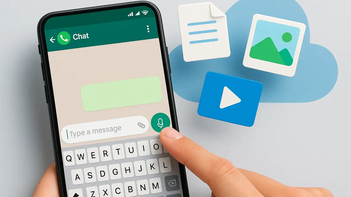 Icona allegato WhatsApp su smartphone che invia file grandi