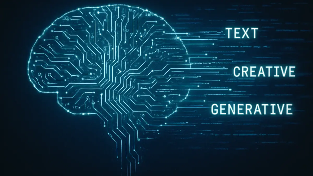 Illustrazione di un cervello digitale che rappresenta intelligenza artificiale generativa