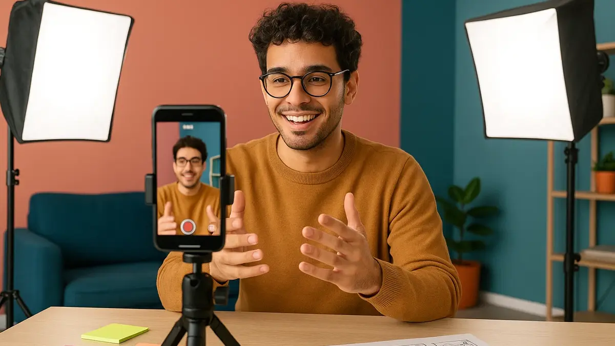 Persona che registra un reel Instagram con lo smartphone