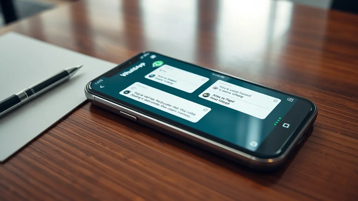 Smartphone con schermata di WhatsApp aperta e icone di messaggi in arrivo multipli