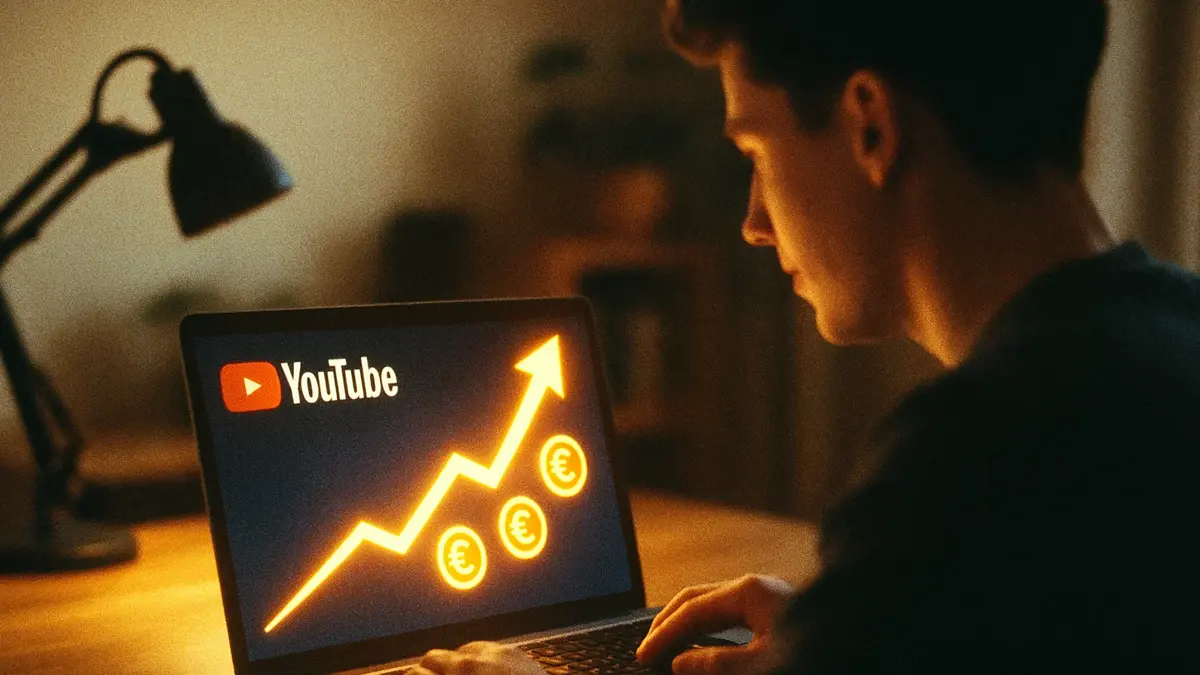 Un creator di contenuti analizza le statistiche di guadagno dal suo YouTube Studio