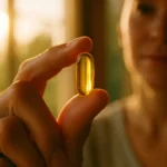 Una mano che tiene una capsula di gel di vitamina D