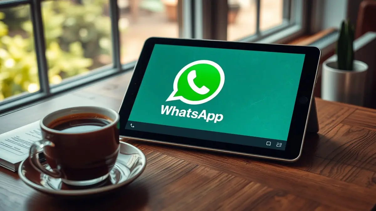 ablet con schermata di WhatsApp aperta connesso via Wi-Fi