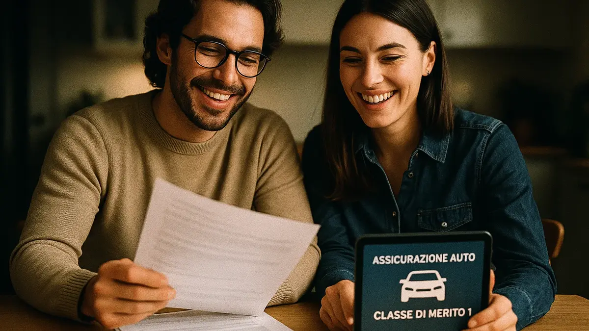 Coppia convivente non sposata mentre firmano una polizza assicurativa