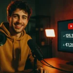 Creator italiano mentre registra un video per YouTube