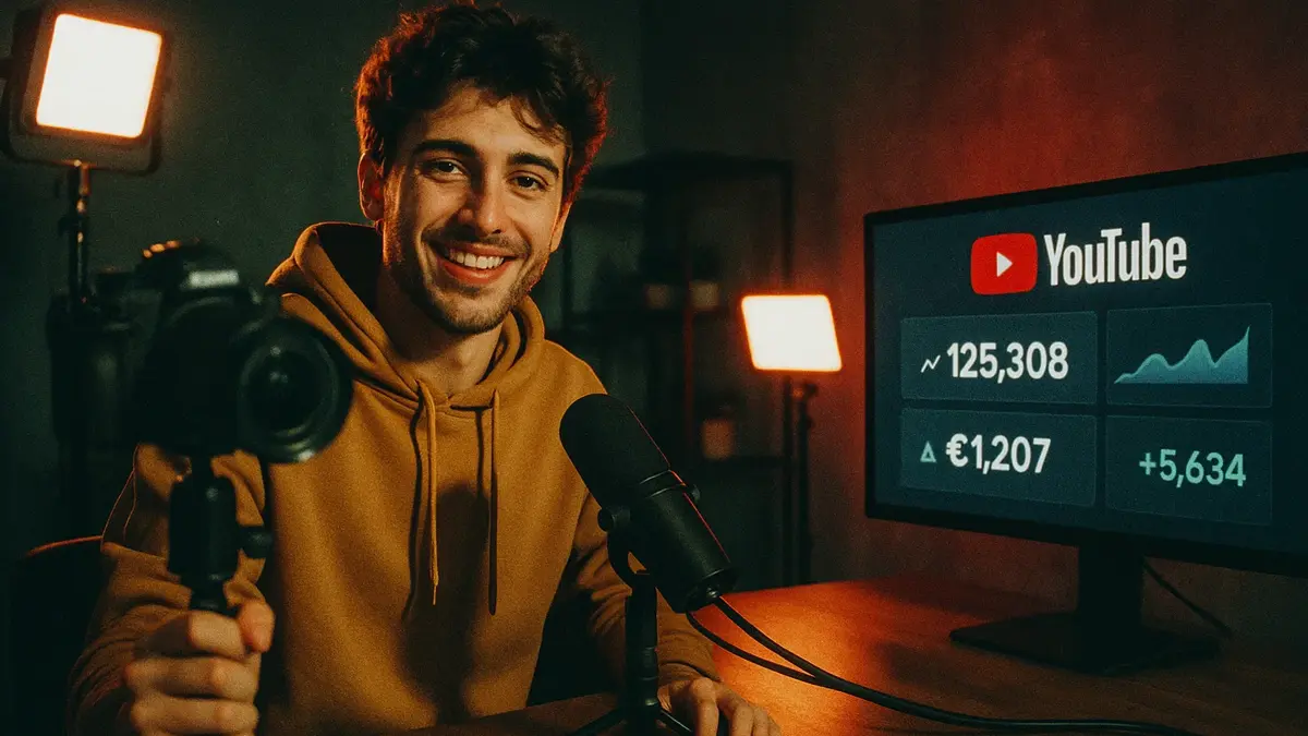 Creator italiano mentre registra un video per YouTube