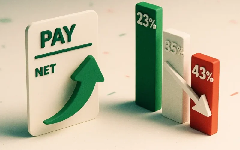 Grafico a barre con scaglioni IRPEF e percentuali che indicano la riduzione fiscale