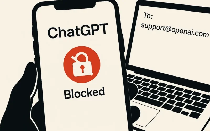 Icona email support@openai.com e smartphone