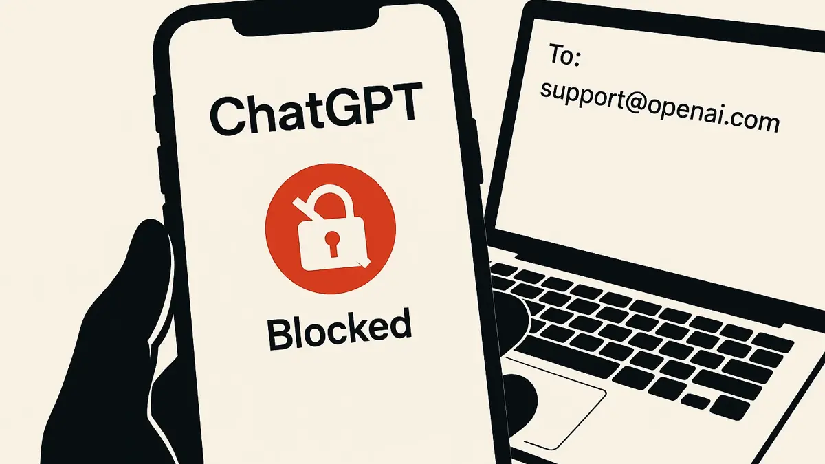 Icona email support@openai.com e smartphone