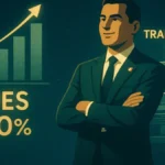 Icone digitali e grafici finanziari che si trasformano in una piccola impresa
