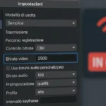Impostazioni OBS Studio scheda Uscita con bitrate video e encoder