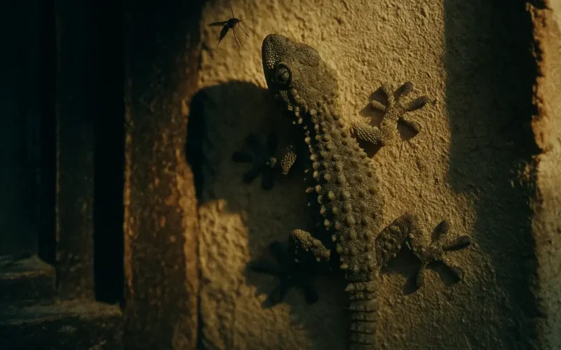 Primo piano di un geco comune