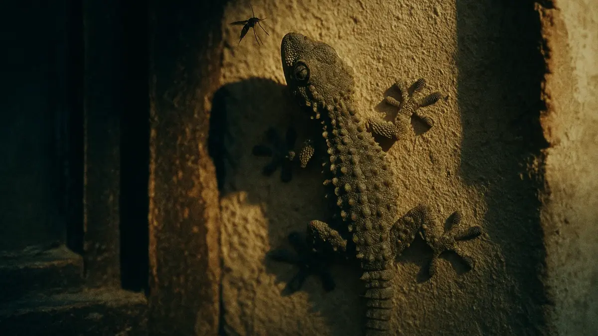 Primo piano di un geco comune