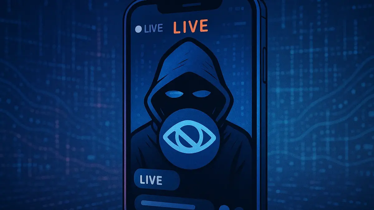 Primo piano di uno smartphone che mostra interfaccia di una diretta Instagram