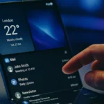 Primo piano di uno smartphone pieghevole aperto
