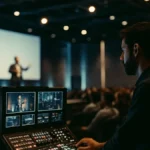 Regia mobile professionale in funzione per diretta live