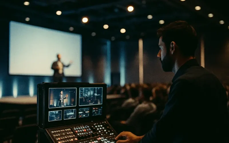 Regia mobile professionale in funzione per diretta live
