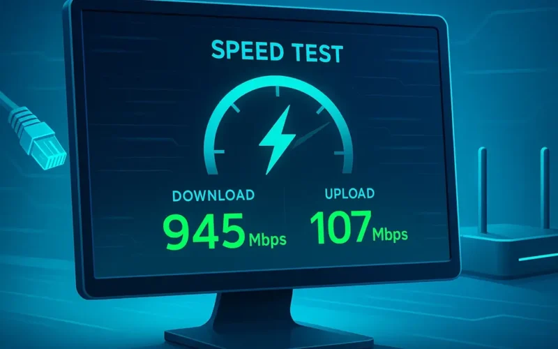 Schermata dei risultati di un test di velocità Internet