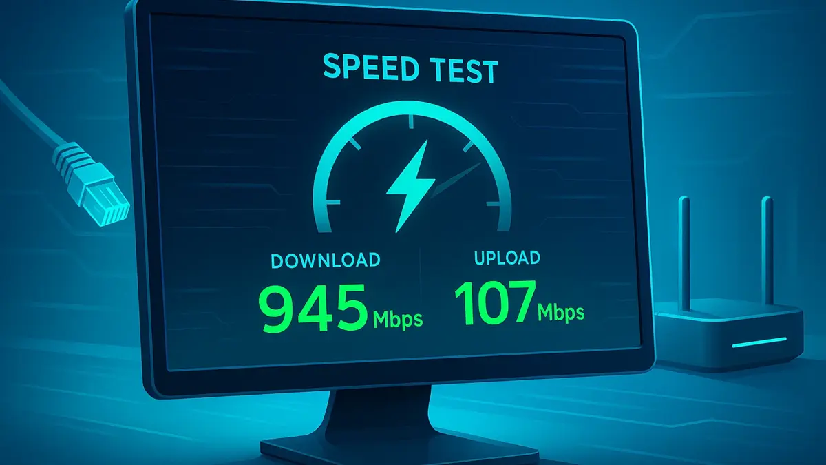 Schermata dei risultati di un test di velocità Internet