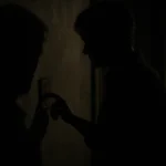 Uomo frustrato davanti a un interruttore spento in una casa buia