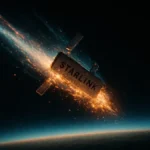 satellite starlink in rientro atmosferico con scia luminosa