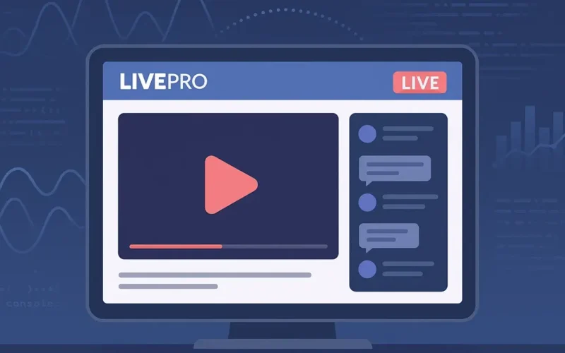schermo di computer che mostra un interfaccia di diretta streaming personalizzata