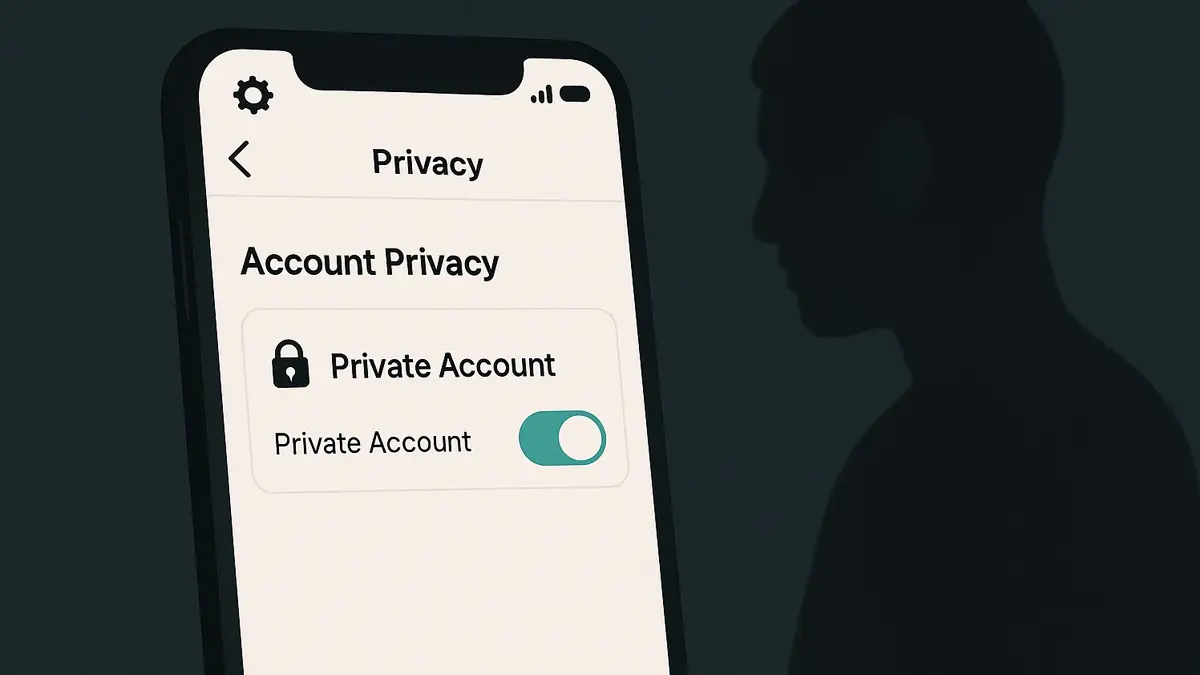 smartphone con app instagram aperta sulla schermata delle impostazioni privacy